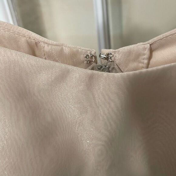 Raffaella chiffon beige Y2K spaghetti strap mini cocktail dress size medium - Picture 12 of 16